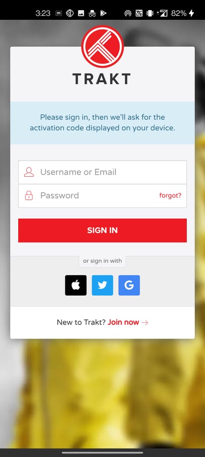 login to trakt